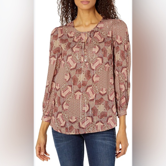 NEW Johnny Was Miles Metallic Peasant Blouse XS - Picture 1 of 3